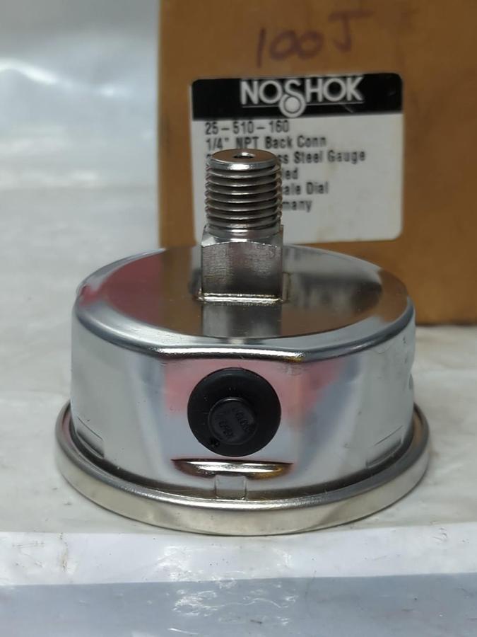 NOSHOK,25-510-160,GAUGE 2-1/2 IN FACE 1/4 IN NPT BACK CONNECTION 0-160PSI NOS