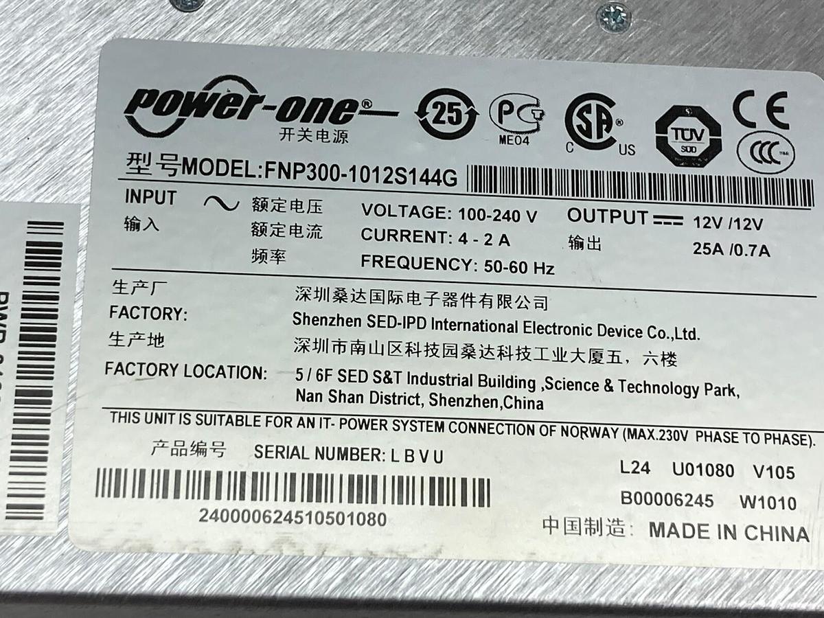 Used Power-One,Model FNP300-1012S144G,Power Supply