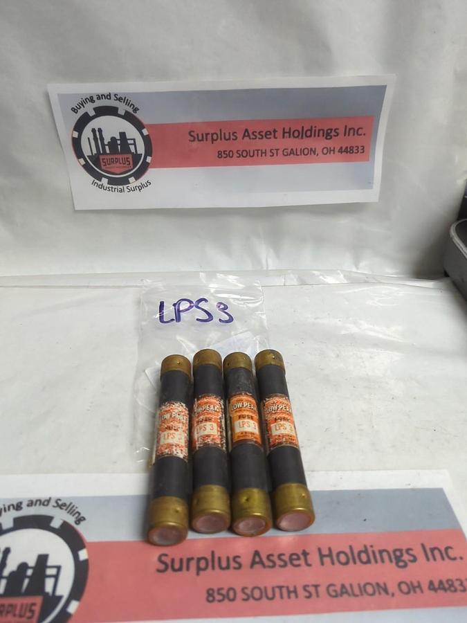 Used COOPER BUSSMANN,LPS-3,LOW-PEAK 3 AMP FUSE LOT OF 4 PRE-OWNED