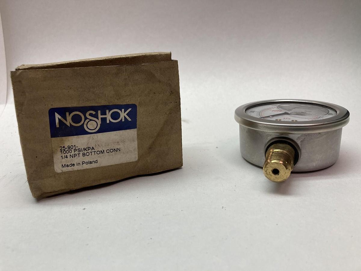 No Shok,25-901-1500-PSI/KPA,Pressure Gauge 1/4 NPT
