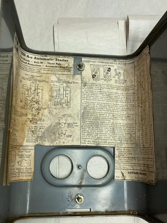 Used Cutler-Hammer,9586,3-Pole A-C Automatic Starter Size 00