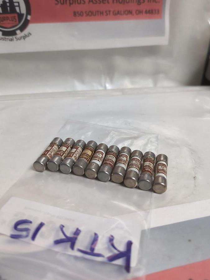 Used COOPER BUSSMANN,KTK-15,LIMITRON 15 AMP FUSE LOT OF 10 PRE-OWNED