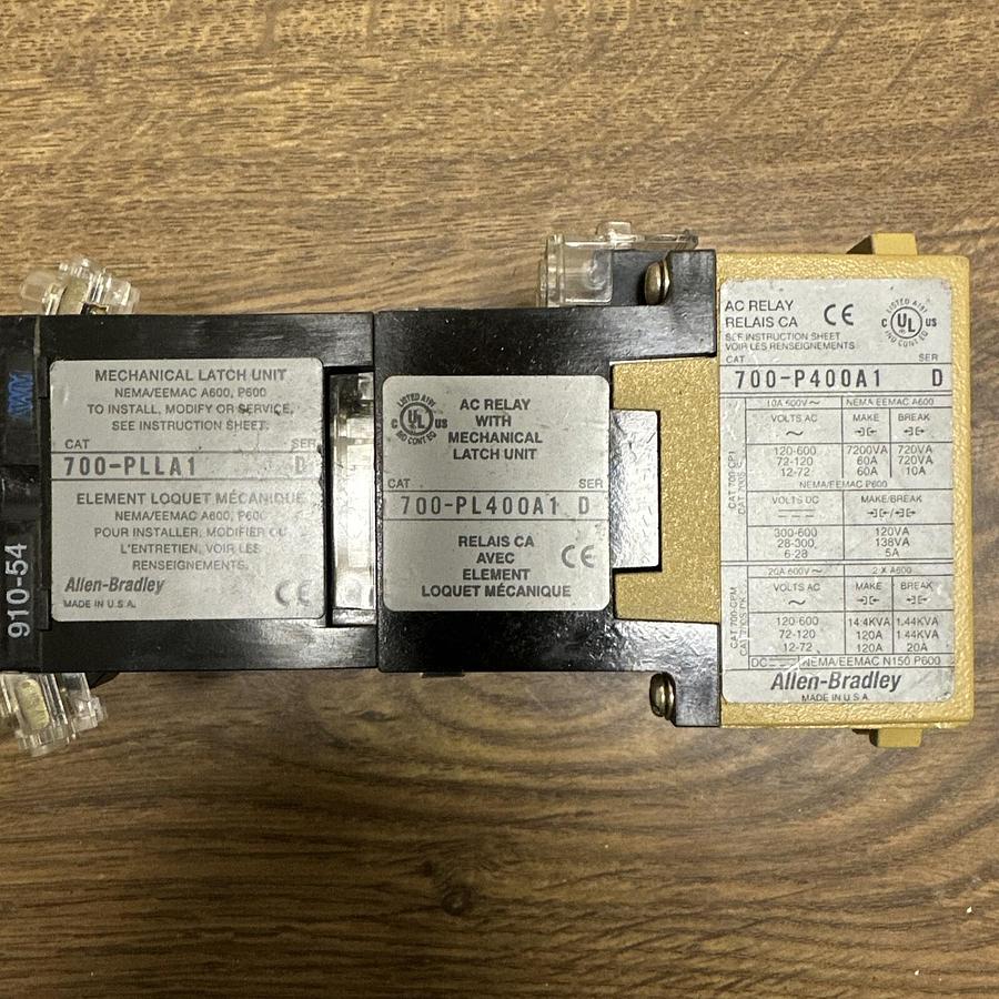 Used Allen Bradley,700-P400A1,Relay Ser.D W/700-PL400A1 / 700-PLLA1 Ser.D