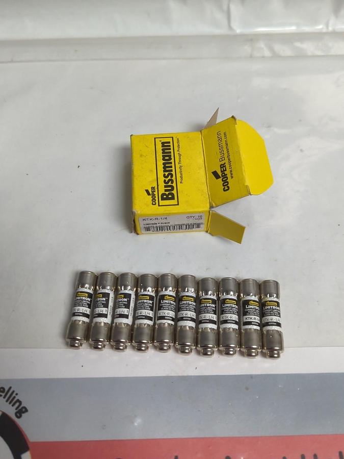 COOPER BUSSMANN,KTK-R-1/4,LIMITRON 1/4 AMP FUSES BOX OF 10 NOS