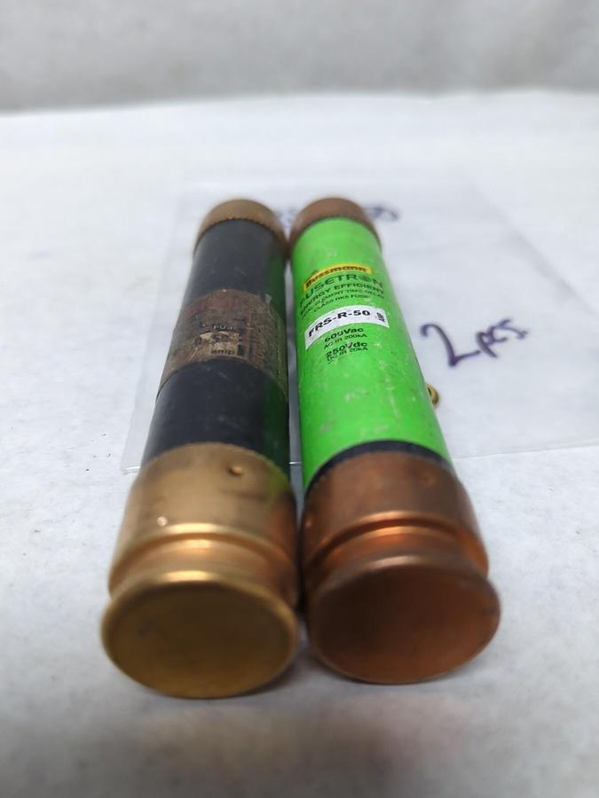 Used COOPER BUSSMANN,FRS-R-50,FUSETRON 50 AMP FUSE LOT OF 2 PRE-OWNED