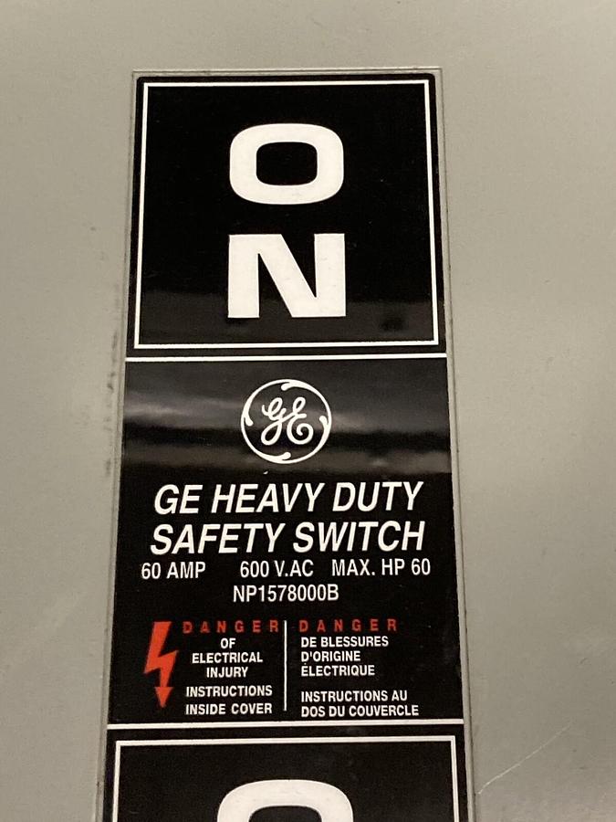 Used General Electric,THN3362JW,Heavy Duty Safety Switch Model 10 60A 600Vac