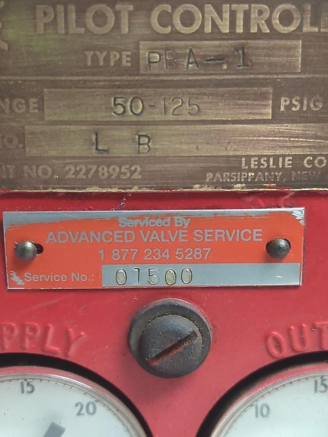 Used LESLIE PILOT CONTROL,TYPE PRA-1, PILOT CONTROLLER 50-125PSIG PRE-OWNED