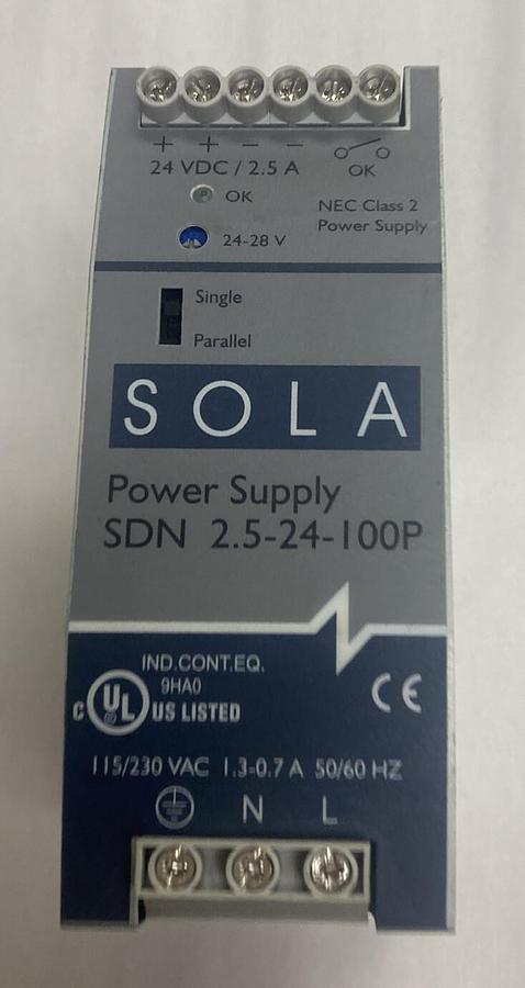 Used SOLA,SDN 2.5-24-100P,Power Supply  24VDC 2.5A