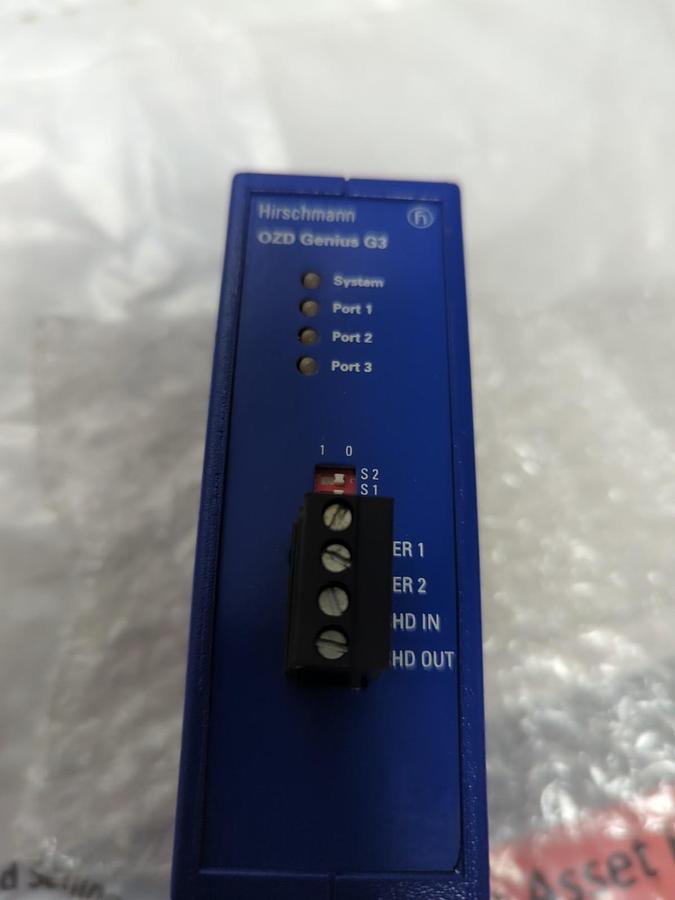 Used HIRSCHMANN,OZD GENIUS G12,FO GENIUS BUS TRANSCEIVER 24VDC 200mA PRE-OWNED