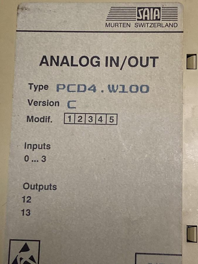 Used SAIA,PCD4.A400,Analog Output Version C Module Automation PLC Control