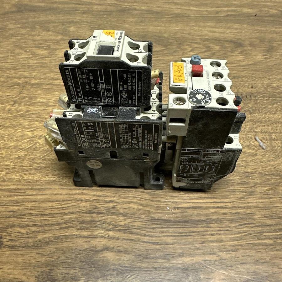 Used Klockner-Moeller,DIL 00M,Contactor W11 DIL M and Z00-4 Overload Relay