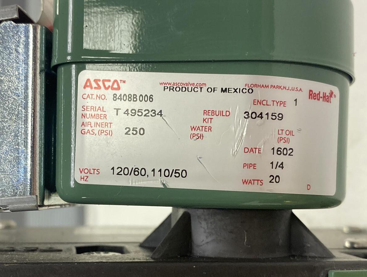 ASCO,8408B006,TRIP VALVE 120/60 110/50 1/4 INCH NOS