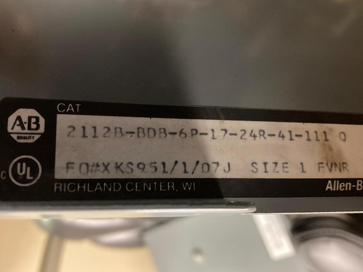 Used Allen-Bradley,2100 2112B,Size 1 Fused MCC 12 INCH Starter Bucket