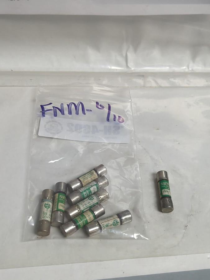 Used COOPER BUSSMANN,FNM-6/10,FUSETRON 6/10 AMP FUSE LOT OF 8 PRE-OWNED