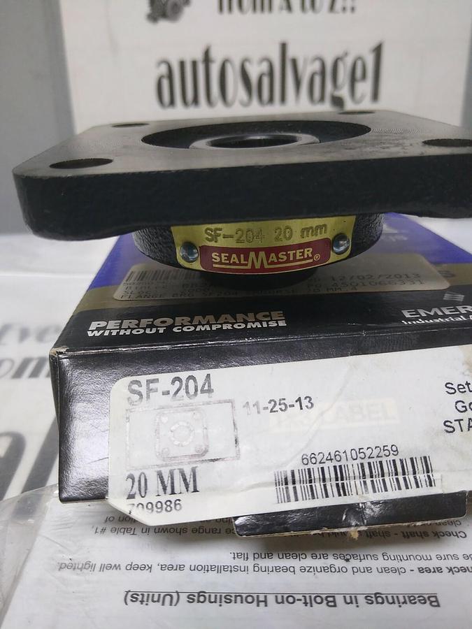 SEALMASTER,SF-204,FLANGE MOUNT BEARING UNIT 4-BOLT 20MM BORE NOS
