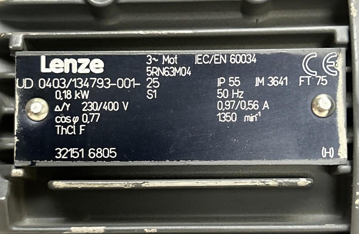 Used LENZE,5RN63M04,MOTOR 230/400V 3PHASE FT 75
