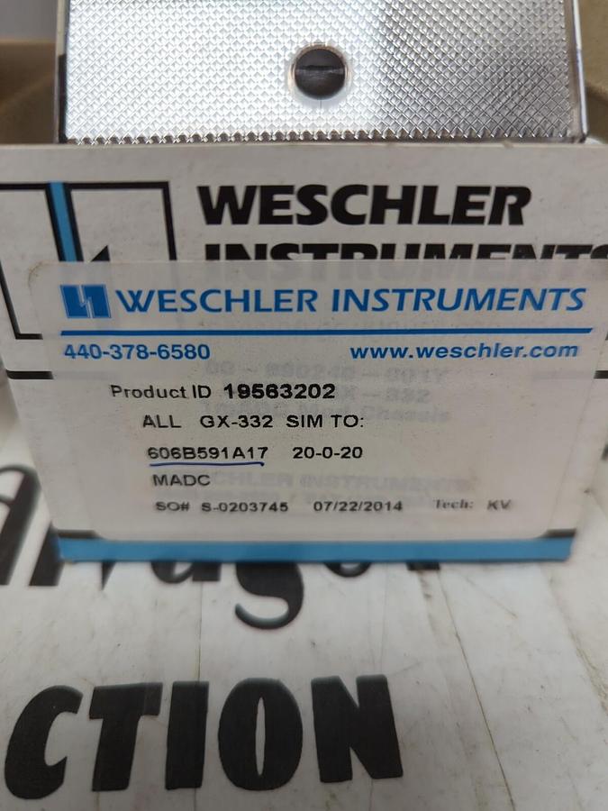 WESCHLER,19563202  ALL GX-332 SIM TO: 606B591A17 20-0-20MADC,PANEL METER NOS