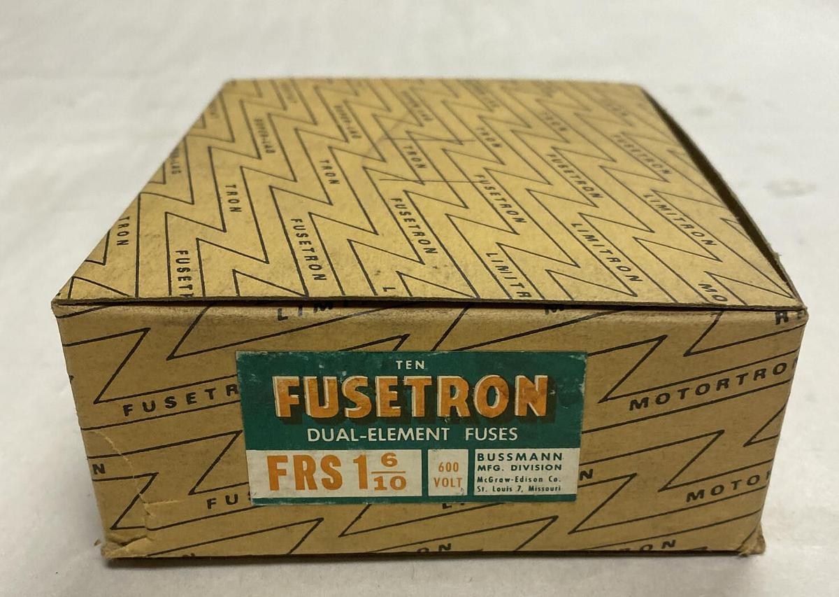 Used Bussmann,FRS-1-6/10,FUSETRON FUSES Box Of 10 NOS