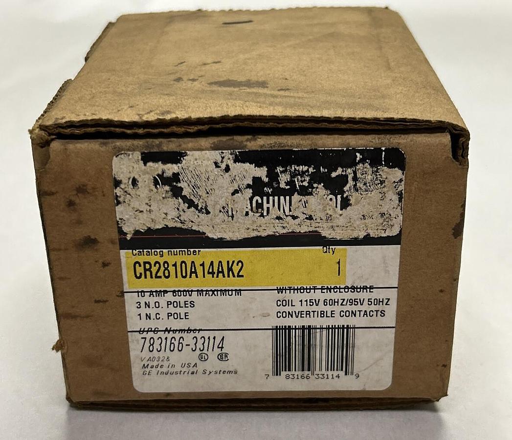 Used GENERAL ELECTRIC,CR2810A14AK2,RELAY 10A 600V NEW