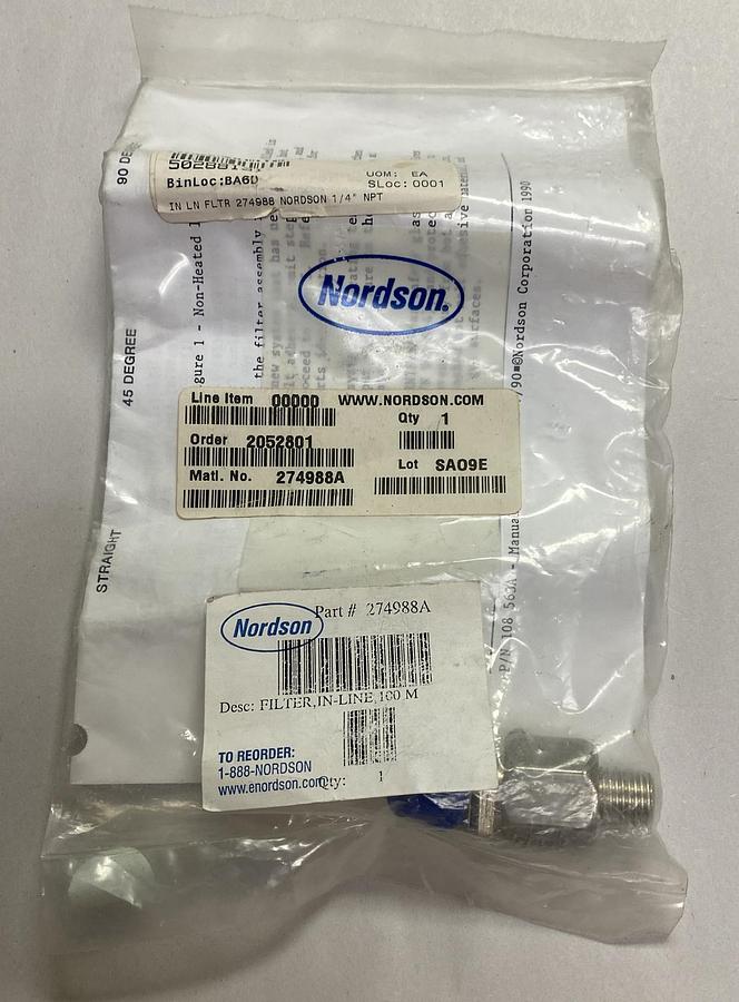 Used NORDSON,274988A,IN-LINE FILTER NEW