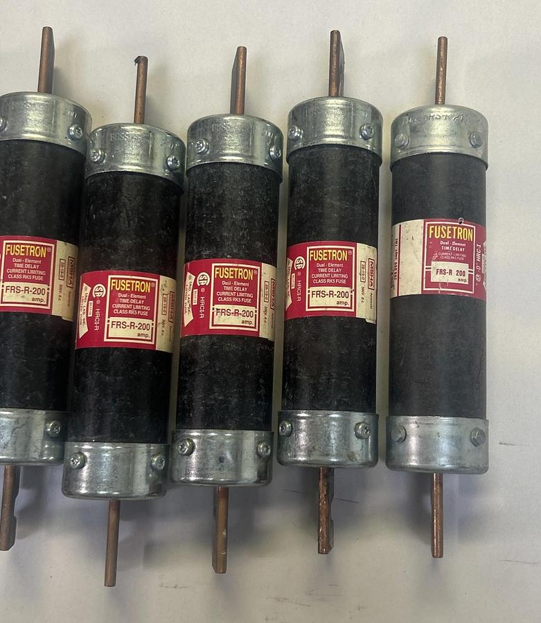 Used BUSSMANN,FRS-R-200,FUSETRON FUSE 200A 600V LOT OF 6