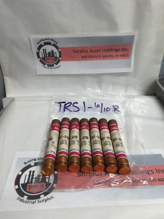 Used FERRAZ SHAWMUT,TRS1-6/10R,TRI-ONIC 1-6/10 AMP FUSE LOT OF 7 PRE-OWNED