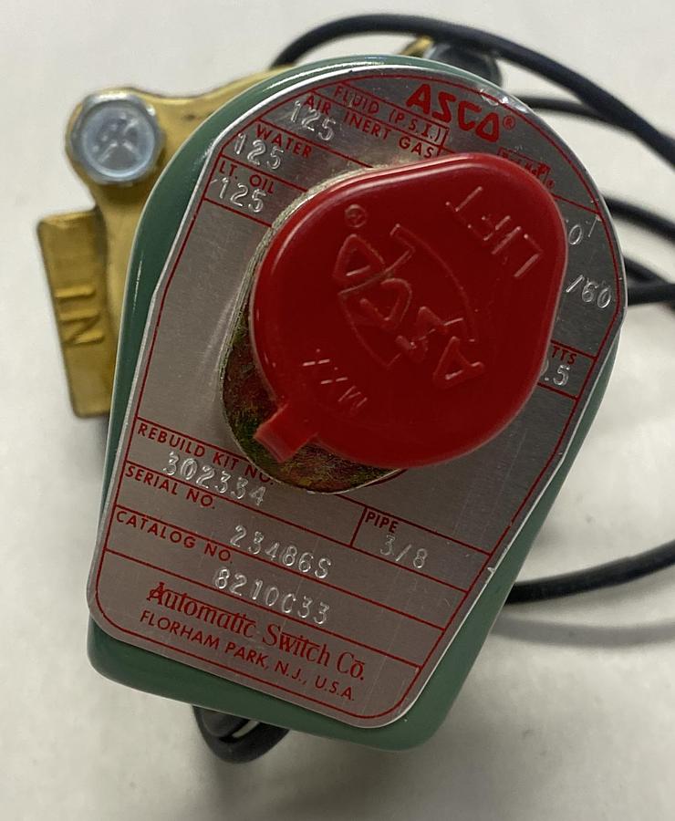 ASCO,8210C33,SOLENOID VALVE 3/8 IN 110/120V NEW NO BOX