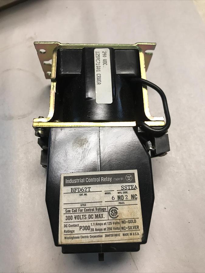 Westinghouse,BFD62T BFD,Control Relay 240VDC Coil