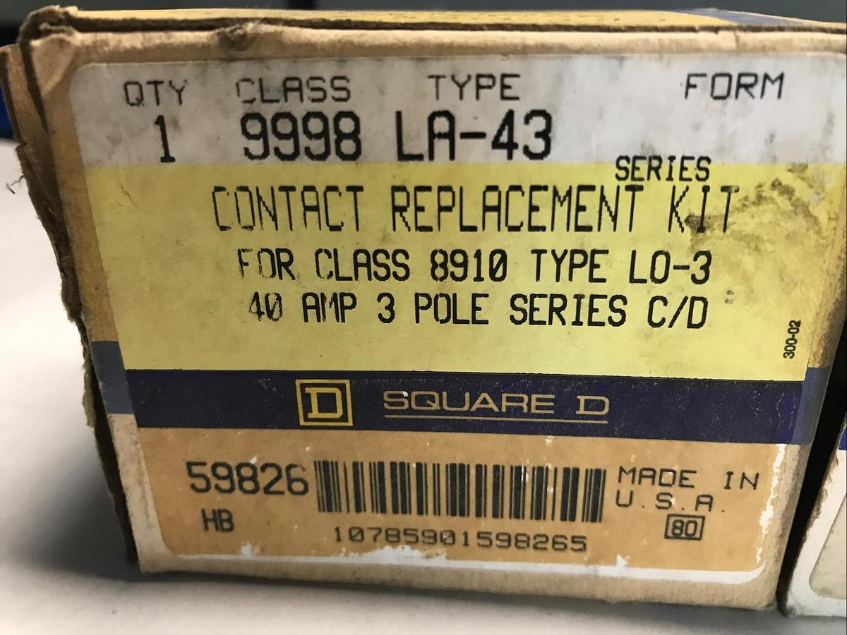 Square D,9998 LA-43,Contact Replacement Kit  for Class 8910 Type LO-3 Lot of 2
