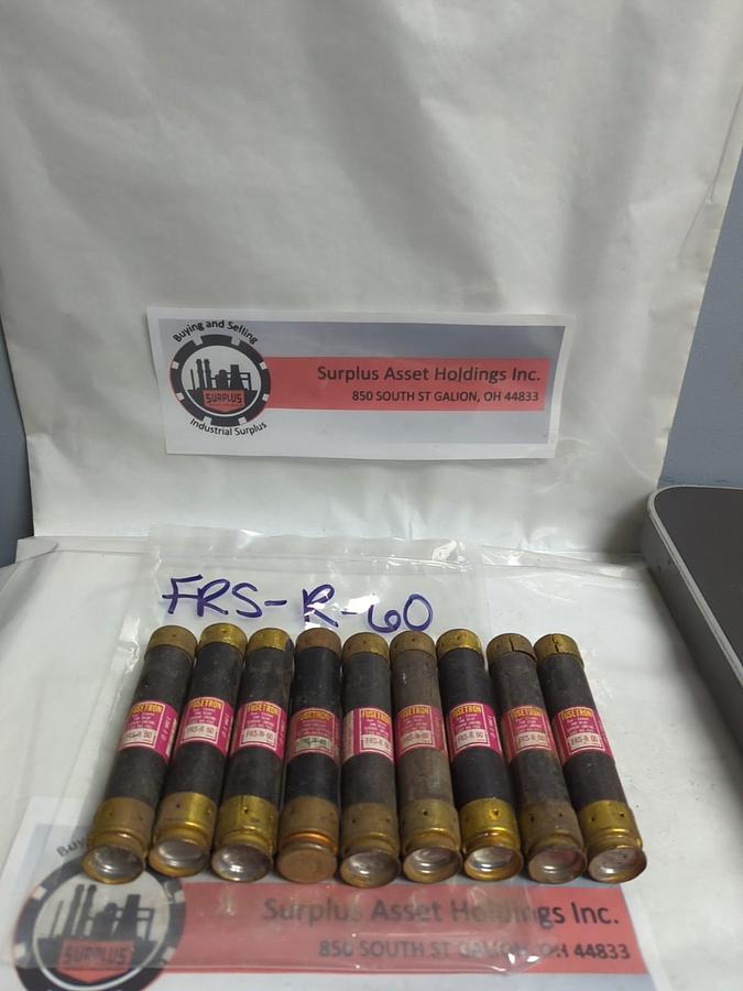 Used COOPER BUSSMANN,FRS-R-60,FUSETRON 60 AMP FUSE LOT OF 9 PRE-OWNED