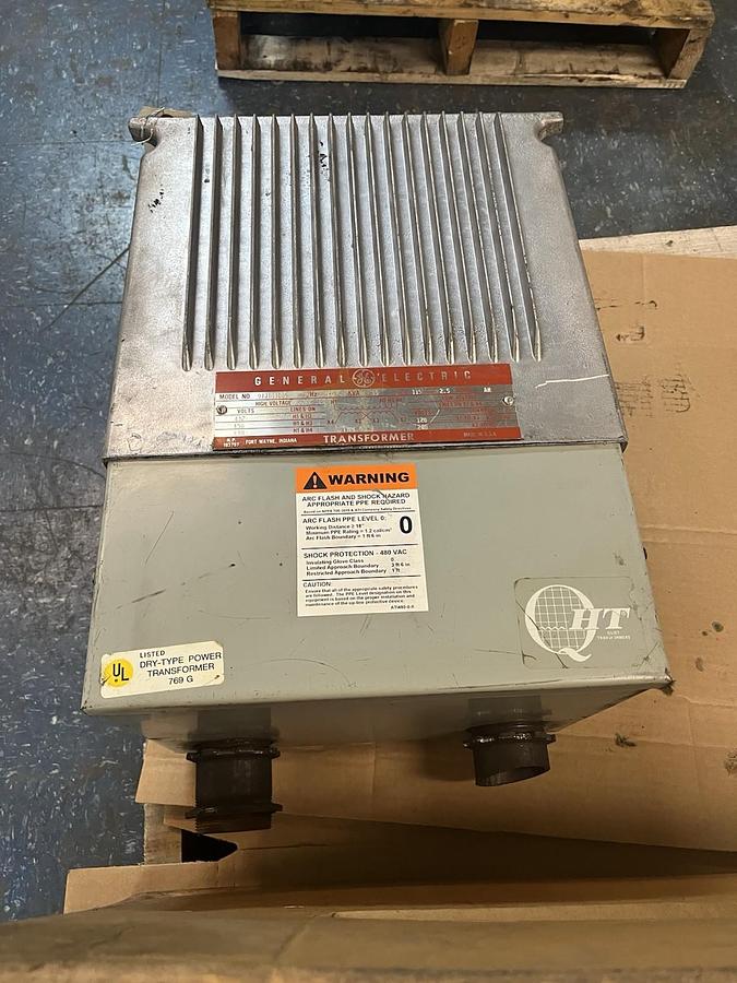 Used GE GENERAL ELECTRIC,0T21B9105,TRANSFORMER QM 15KVA 1ph HV 480V LV 120v 240V
