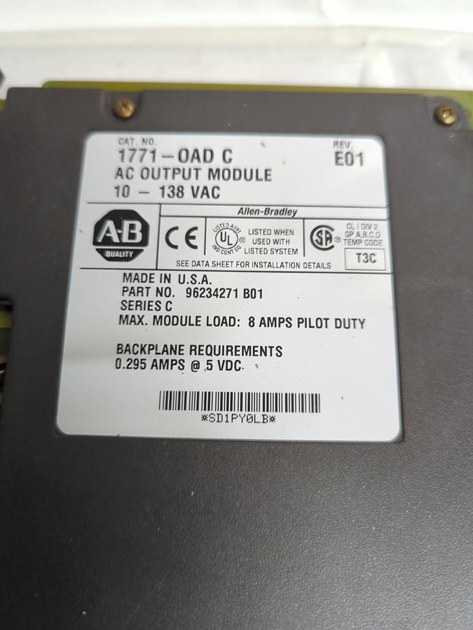 Used ALLEN BRADLEY,1771-OAD C,AC OUTPUT MODULE 10-138VAC PRE-OWNED
