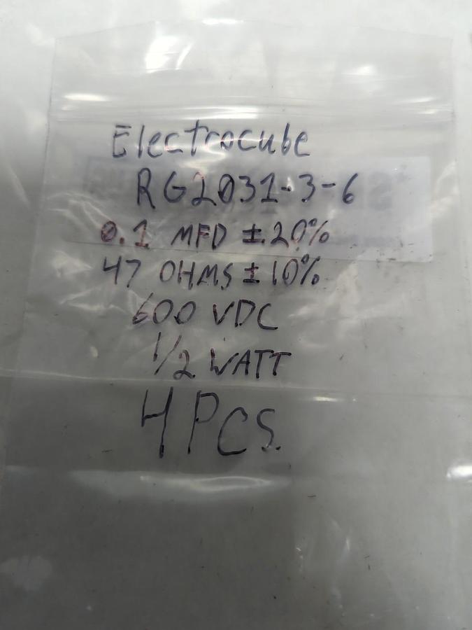 Used ELECTROCUBE,RG2031-3-6,RESISTOR 600VDC 1/2 WATT LOT OF 4 PRE-OWNED