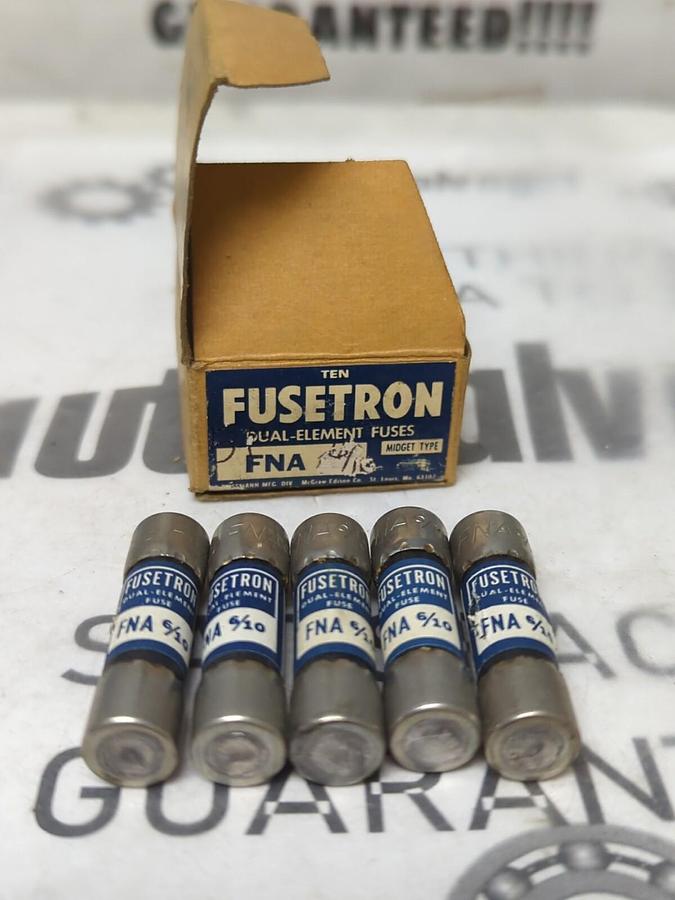 COOPER BUSSMANN,FNA-6/10,FUSETRON 6/10 AMP FUSES BOX OF 5 FUSES NOS