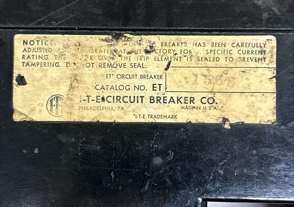 Used ITE,ET15638,CIRCUIT BREAKER 30A 240V 2P