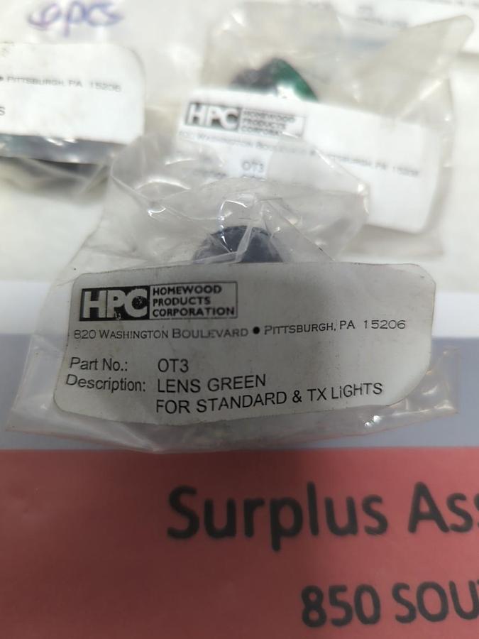 HOMEWOOD,OT3,GREEN LENSFOR STANDARD AND TX LIGHTS LOT OF 6 NOS