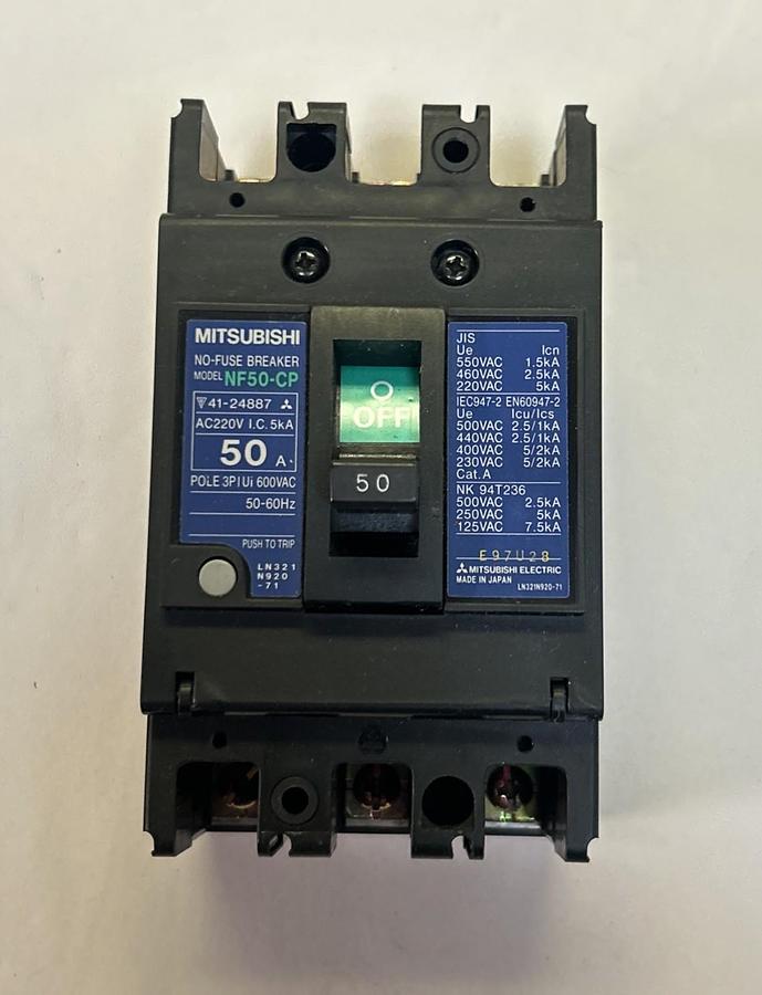 Used MITSUBISHI,NF50-CP,NO FUSE BREAKER 50A 600V 3P