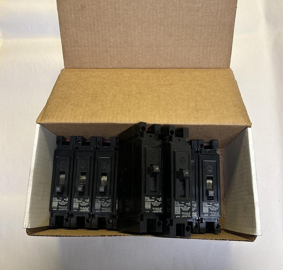 Used WESTINGHOUSE,EB1020,CIRCUIT BREAKER 20A 120V 1P LOT OF 10