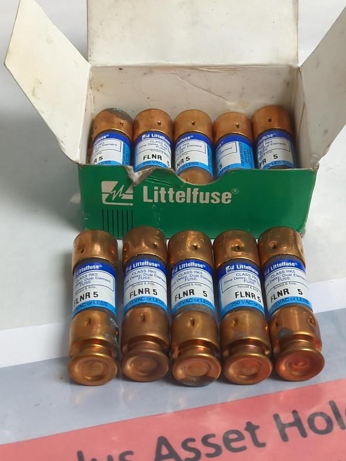 LITTELFUSE,FLNR5,POWR-GARD 5 AMP FUSE LOT OF 10 NOS