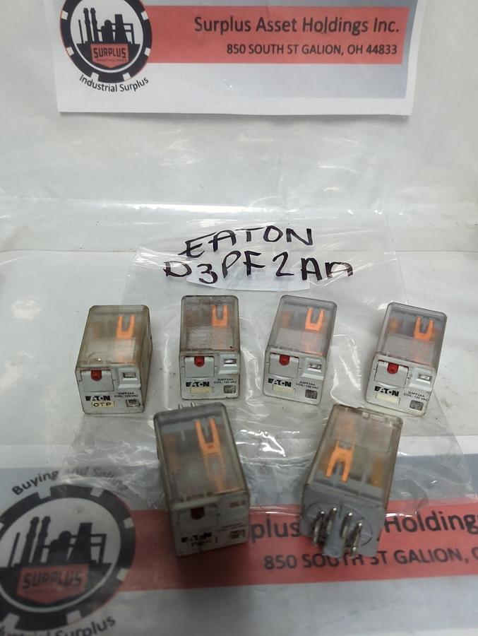 Used EATON,D3PF2AA,RELAY 120VAC LOT OF 6 PRE-OWNED
