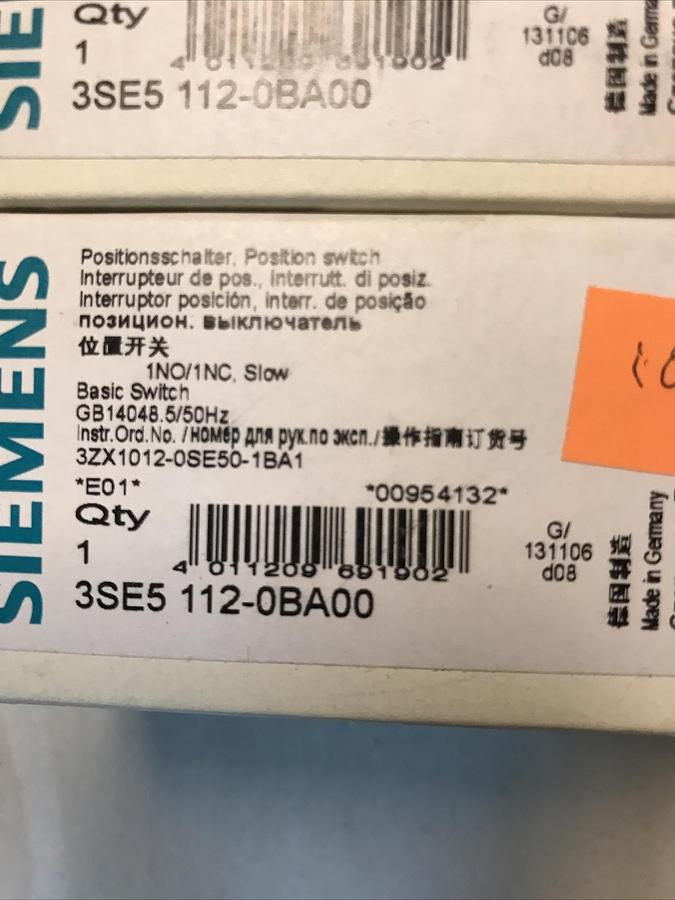 Used Siemens,3SE5 112-OBA00,Position Switch Lot 0f 3 NOS