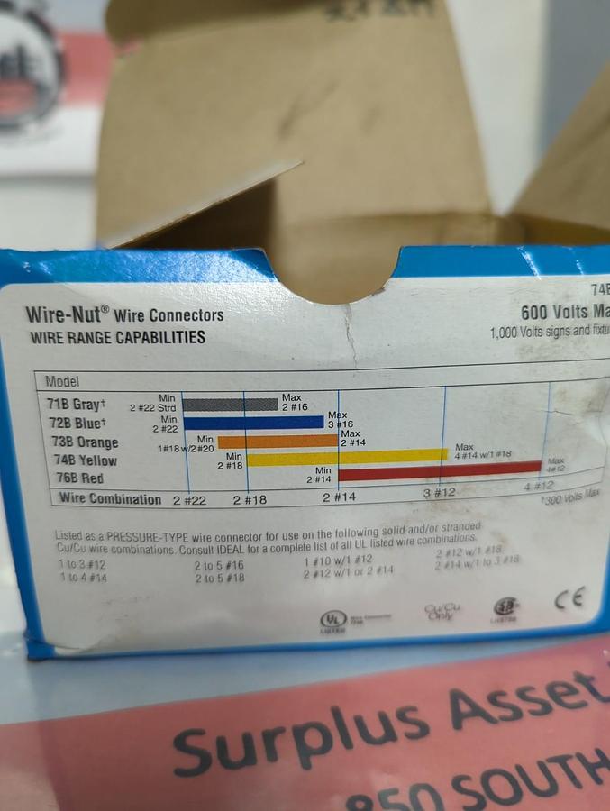 IDEAL,30-74,WIRE NUT/CONNECTORS BOX OF 98 PCS NOS