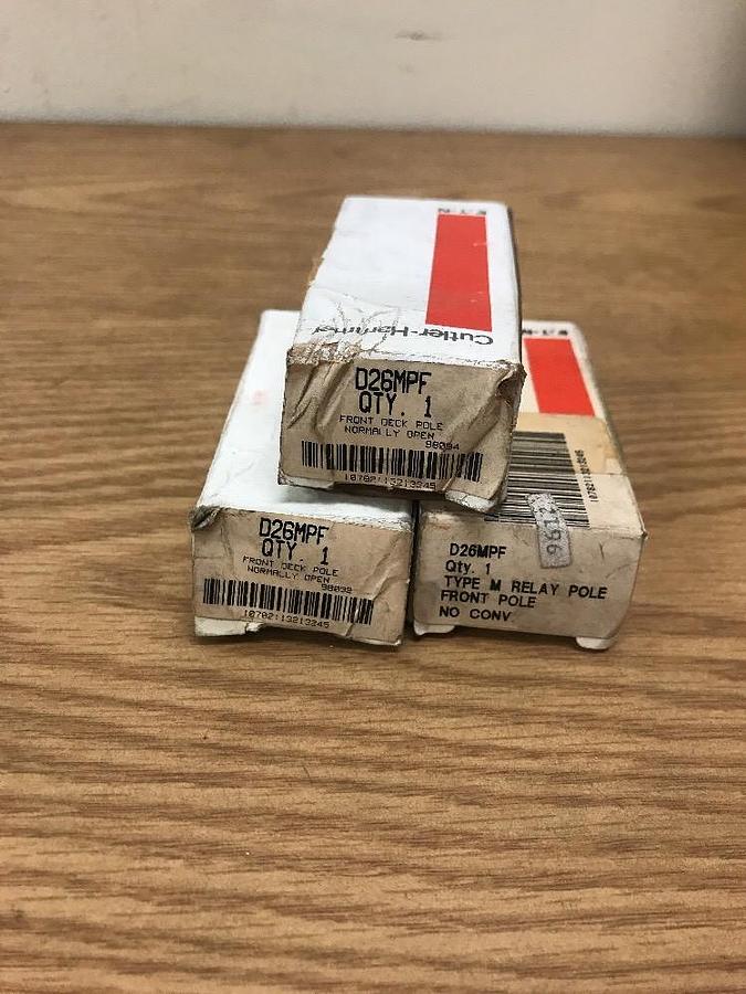 Cutler Hammer Eaton,D26MPF,Type M Relay Pole Front Pole-N.O. Conv. LOT OF 3