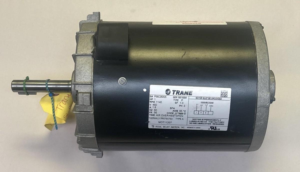 Used TRANE,P56C26A05,MOTOR 1HP 460V 1140RPM 3PH 56 FRAME