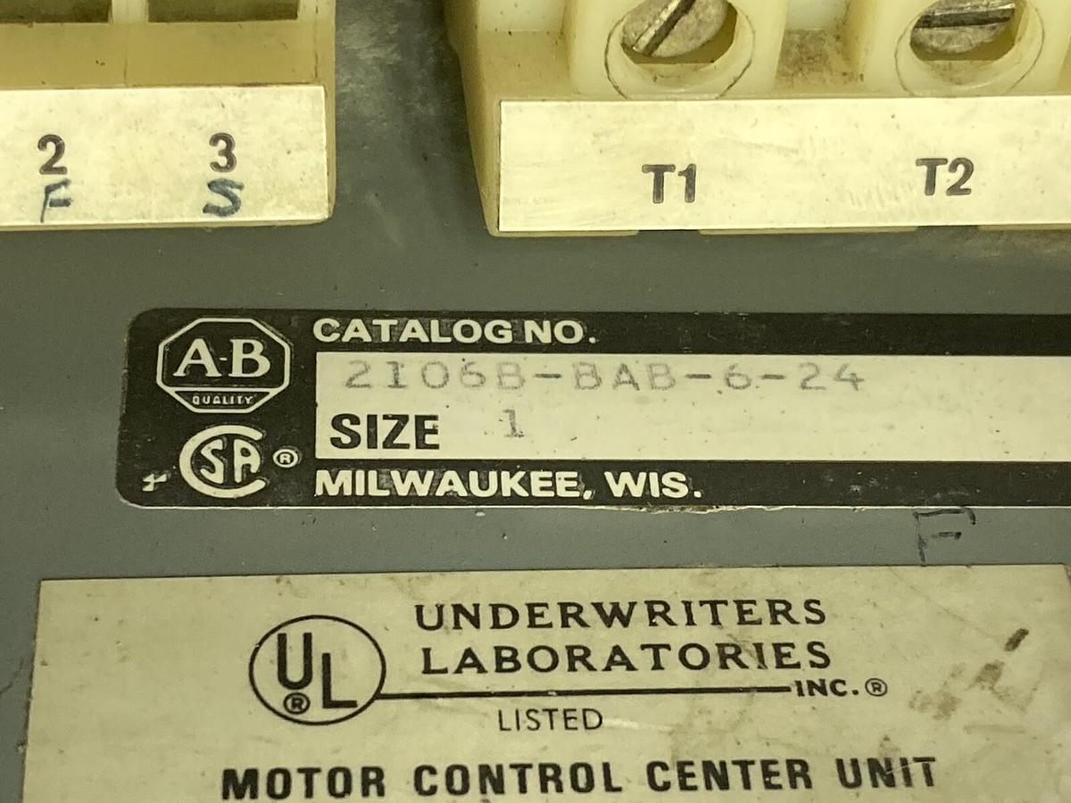 Used Allen-Bradley,2106B,Size 1 Fused MCC 20 Inch Reversing Starter Feeder Bucket