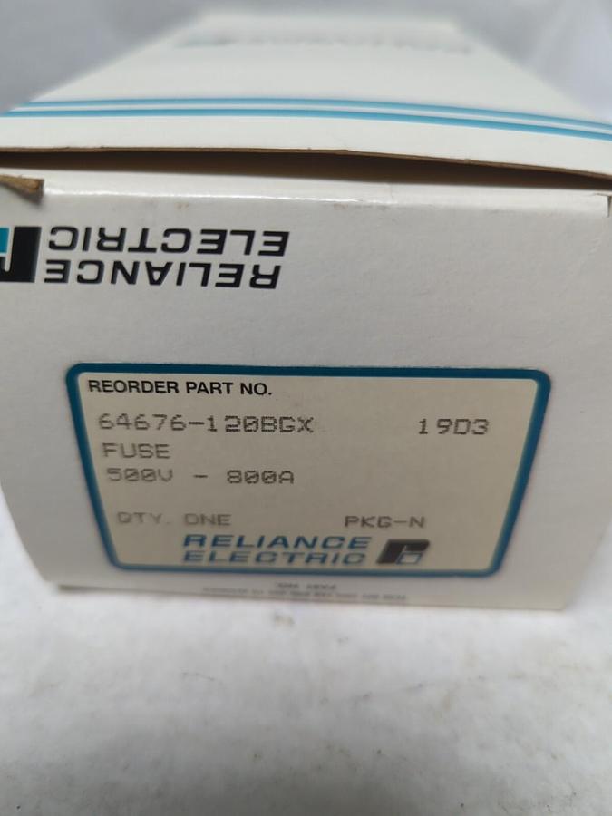 RELIANCE BUSSMANN,64676-120BGX,FWH-800A BLADE FUSE 800 AMP 500V AC/DC NOS