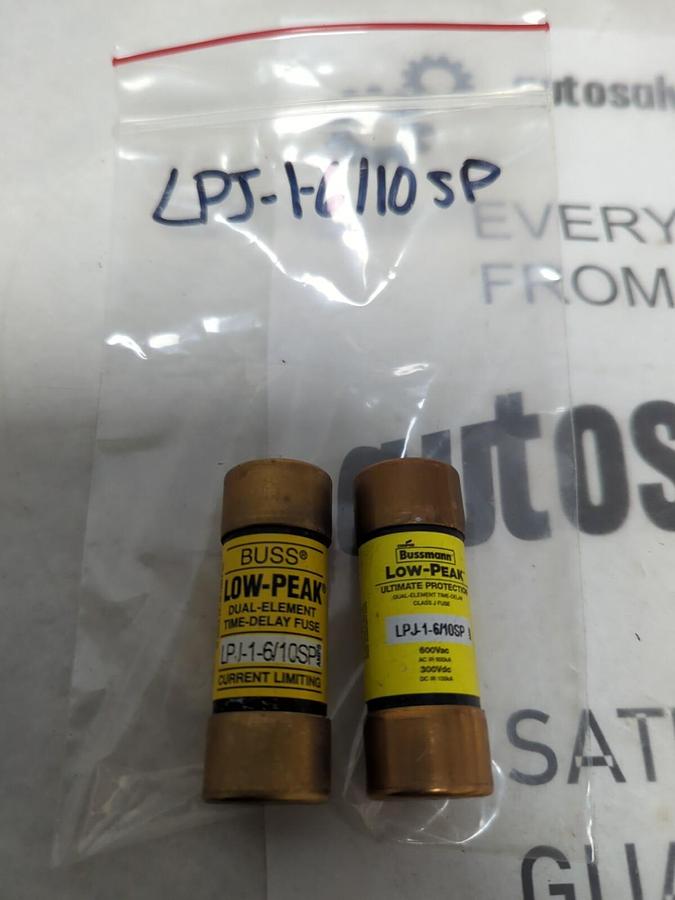 COOPER BUSSMANN,LPJ-1-6/10SP,LOW-PEAK 1-6/10 AMP FUSE LOT OF 2 NOS