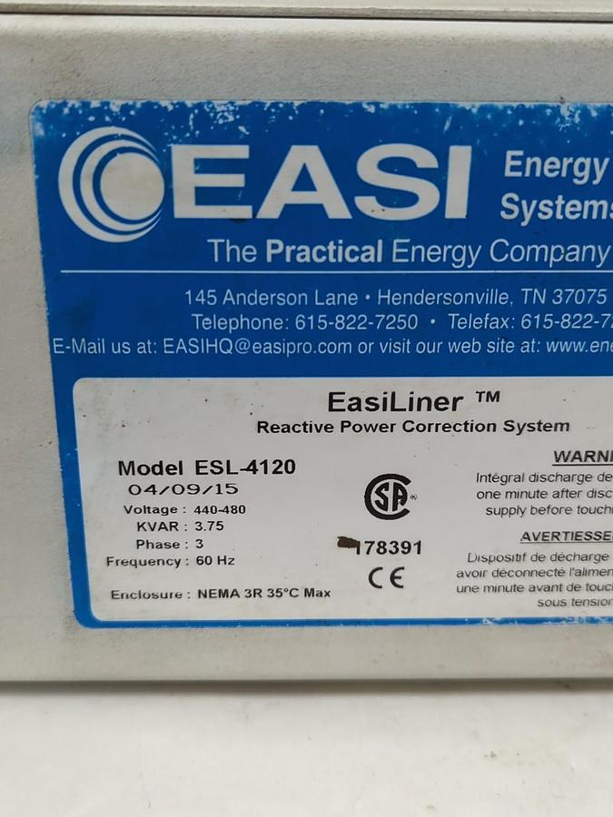 Used EASI ENERGY,ESL-4120,REATIVE POWER CORRECTION SYSTEM NEMA 3R PRE-OWNED