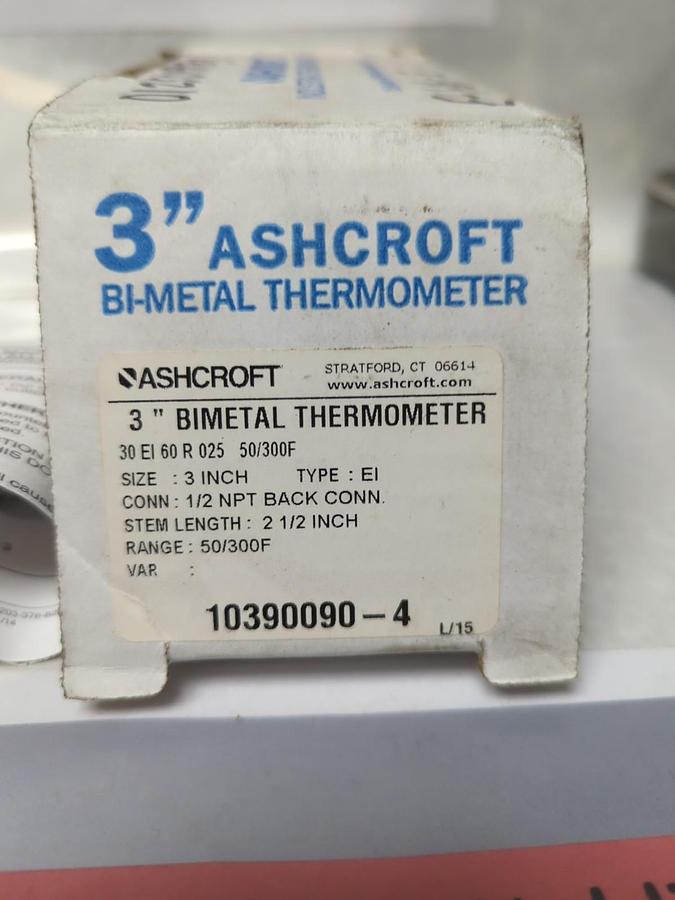 ASHCROFT,10390090-4,BI-METAL THERMOMETER 3 INCH NOS