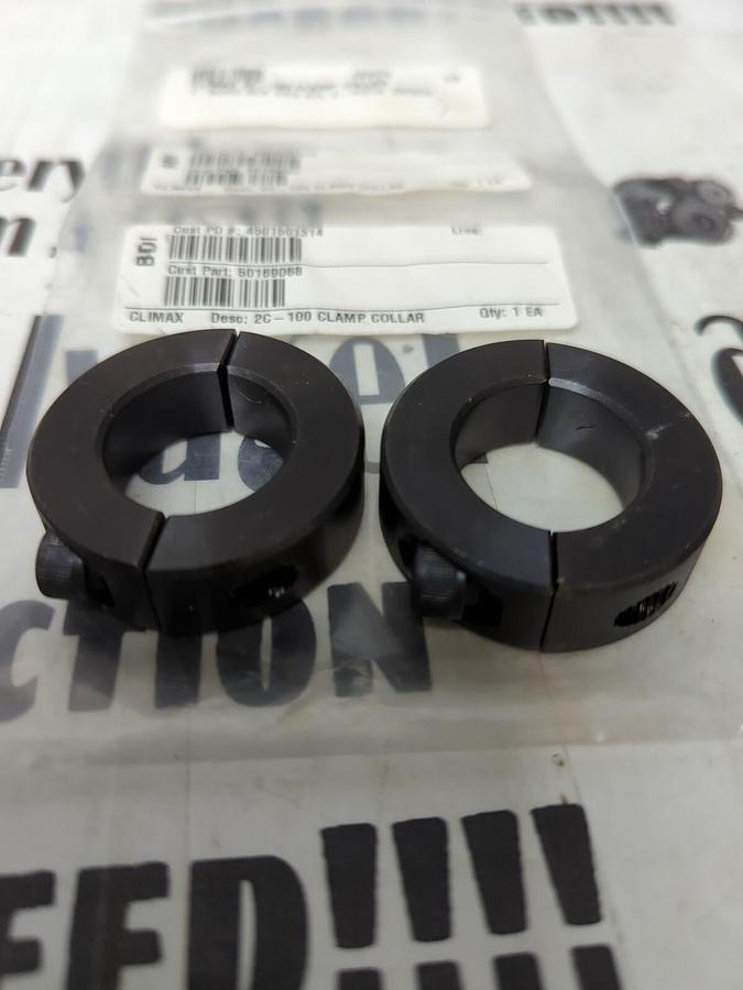 CLIMAX,2C-100,2 PIECE SHAFT/CLAMP COLLAR 1 INCH BORE LOT OF 2 NOS